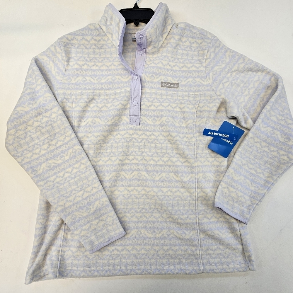 Columbia Women's Benton Springs Printed Fleece Jacket White Blue NwT Size XL